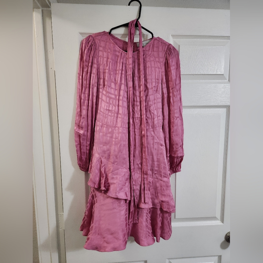 Satin Pink Ruffle Dress